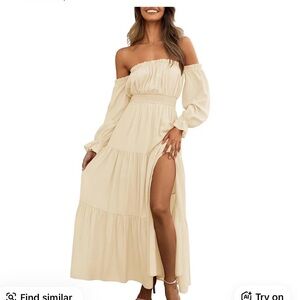 Cream Off-Shoulder Maxi Dress
